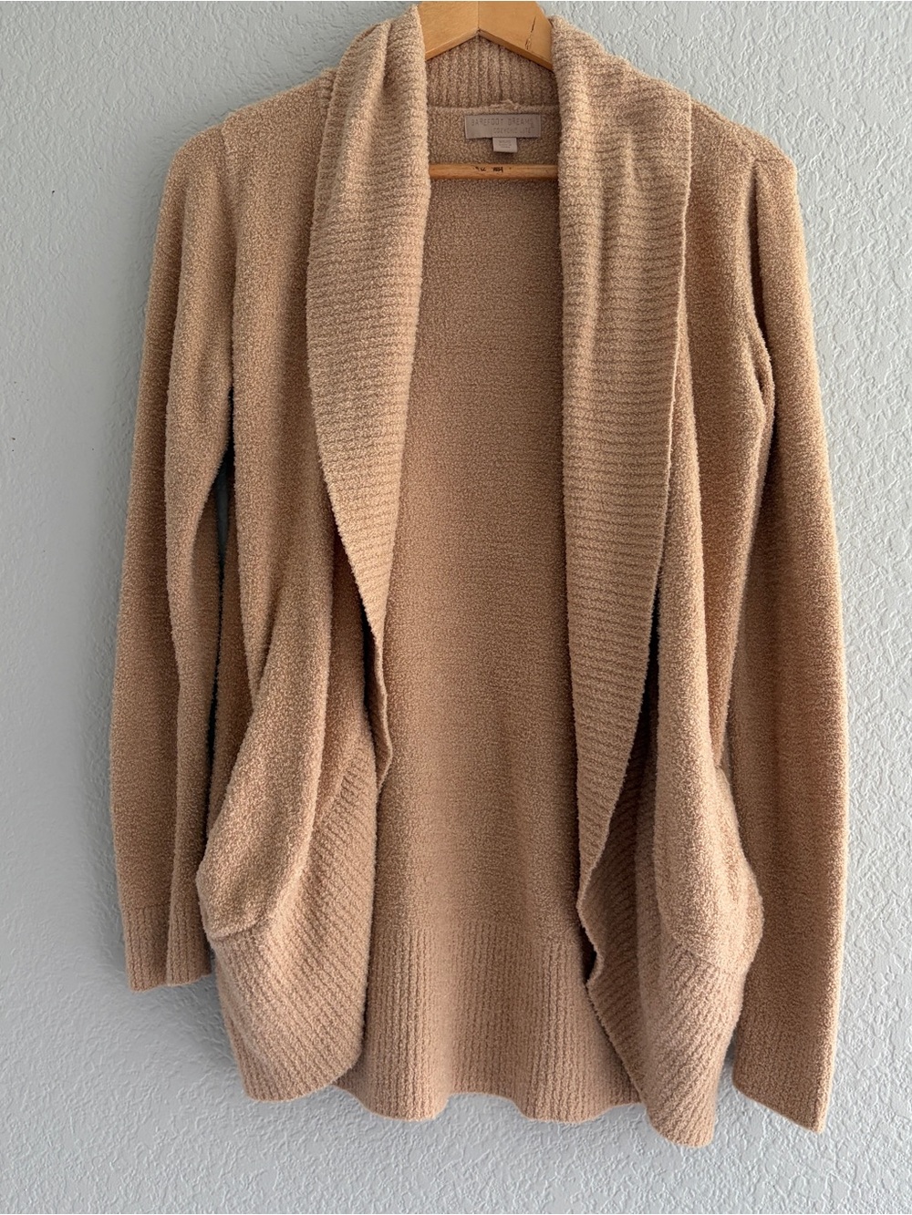 Barefoot Dreams CozyChic Lite Tan Open Front Cardigan Sweater 452 XS/S